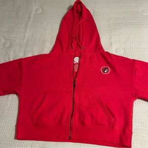 Buc-ee’s Women’s Cropped Red Zip-Up Hoodie Sz XL‎